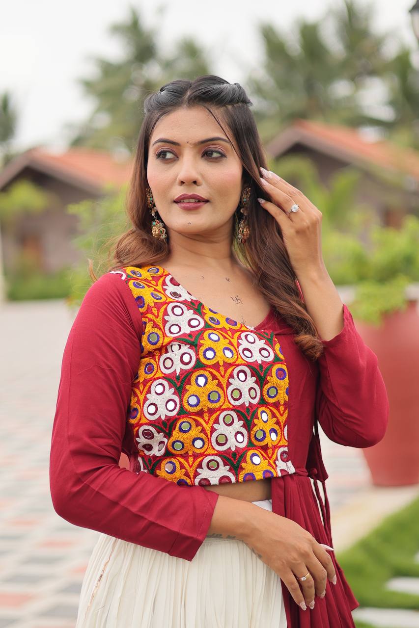 Amaira’s Divine Spin Red & Purple Navratri Lehenga Set