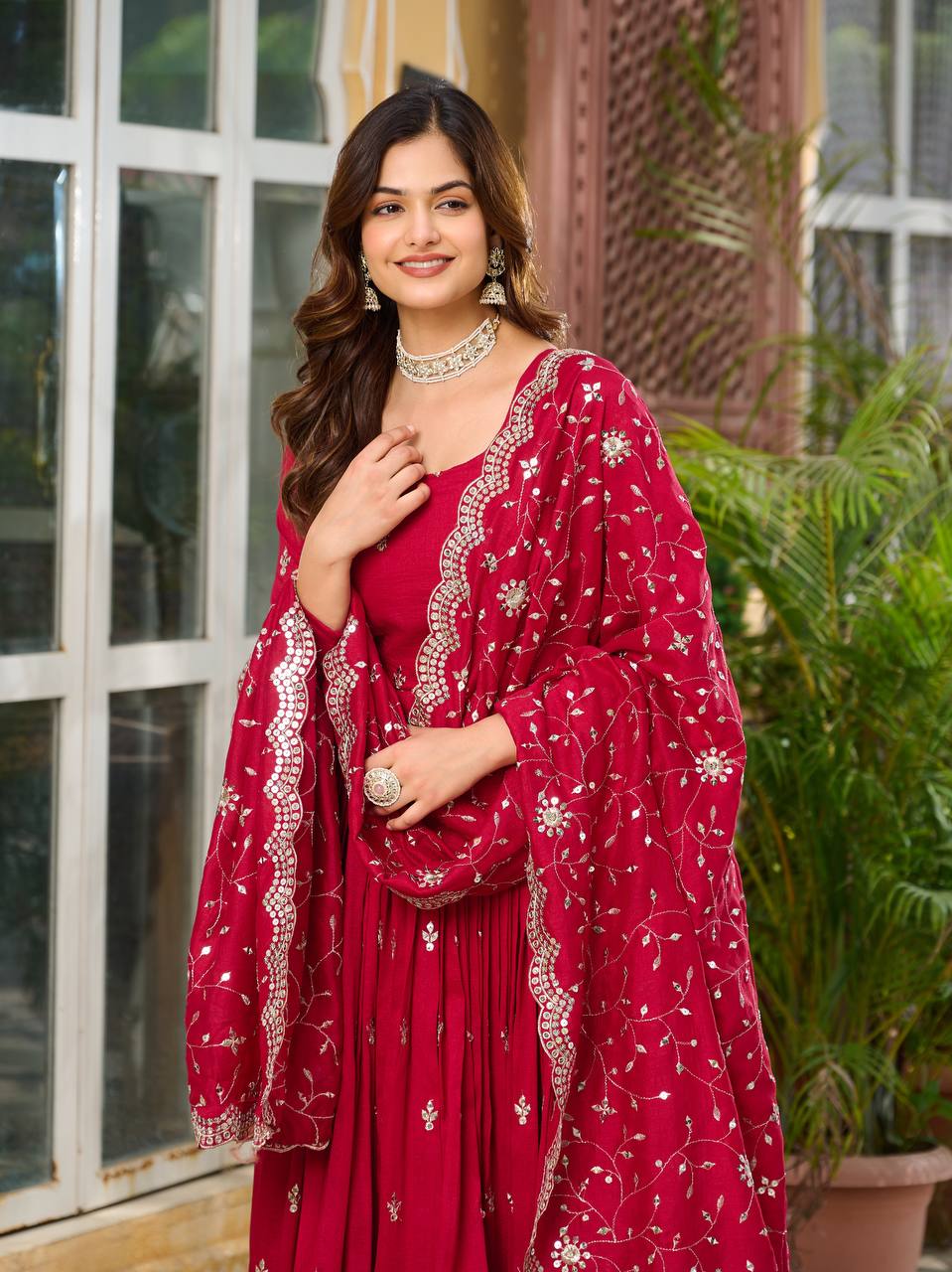Varnika pure Vichitra silk Anarkali Gown