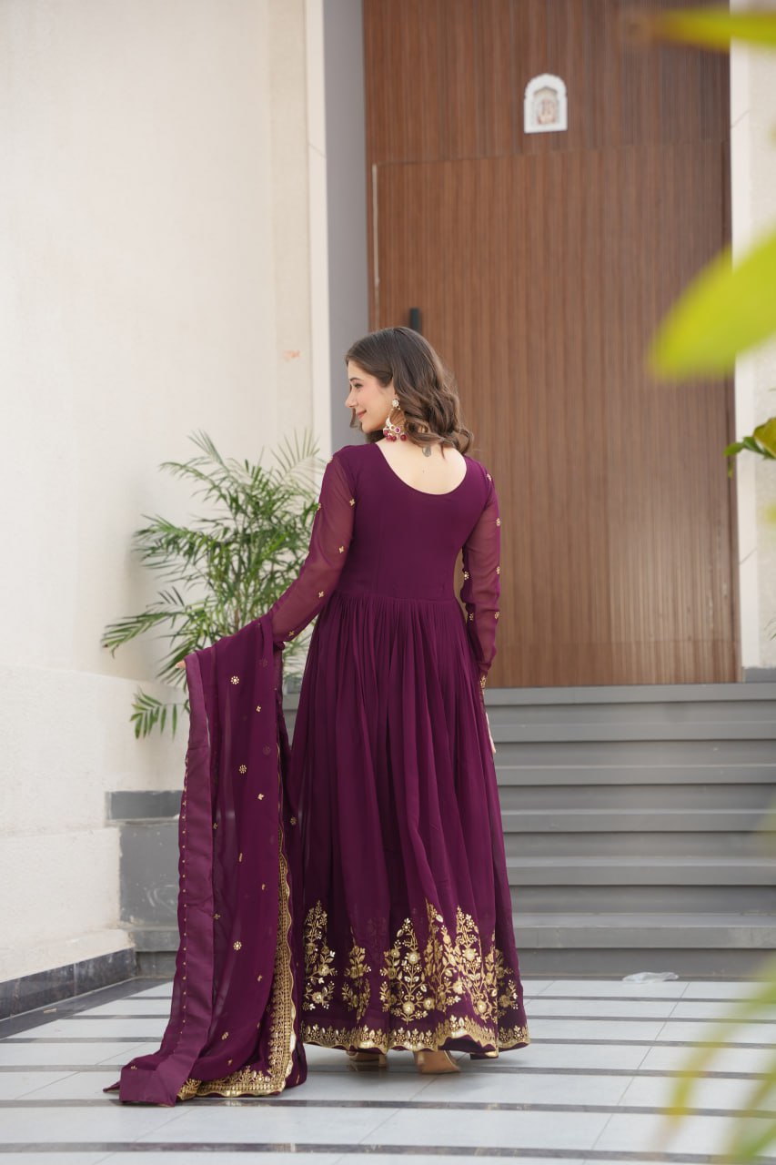 Honey Faux Blooming Georgette Anarkali gown
