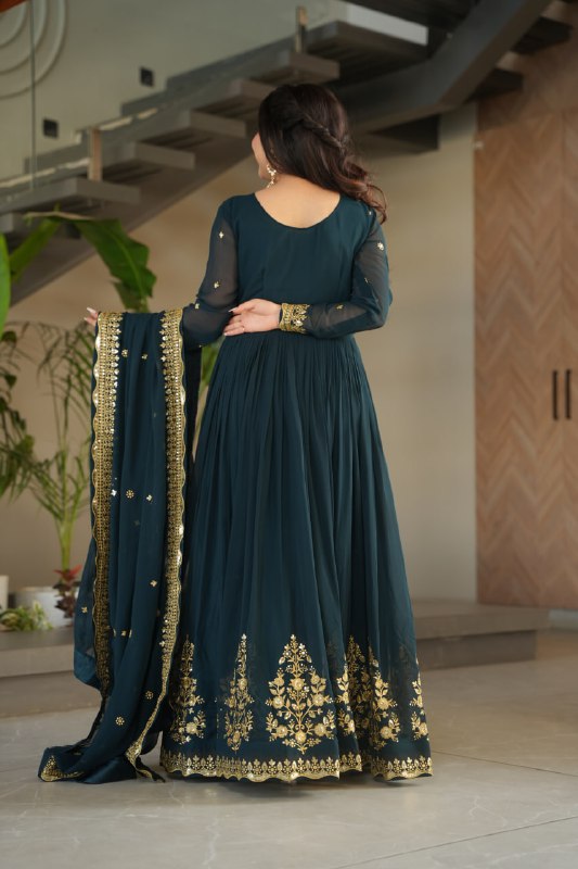 Honey Faux Blooming Georgette Anarkali gown