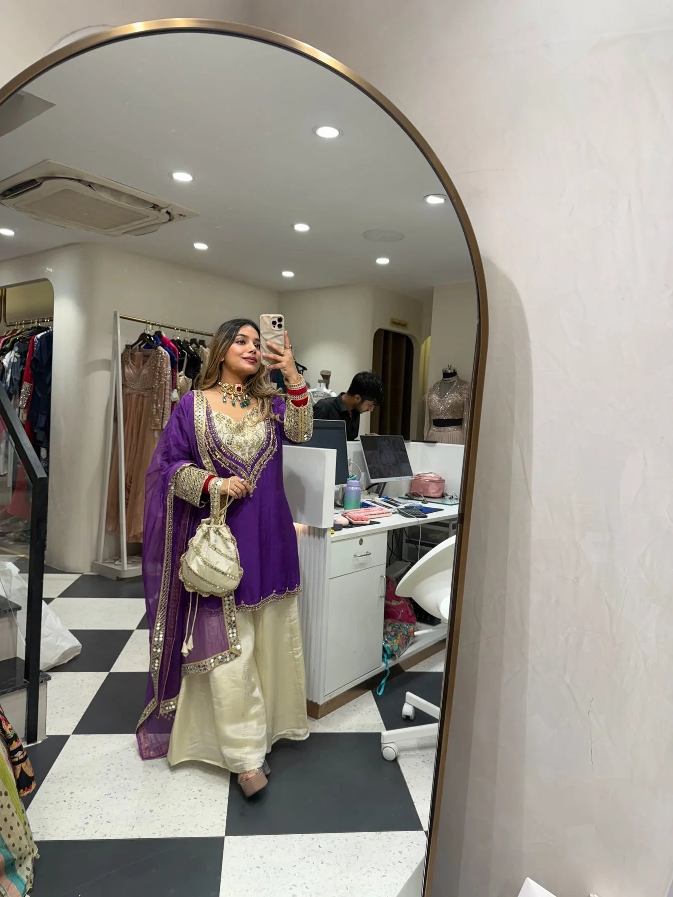 Noor-e-Zari Golden Blush Sharara Suit