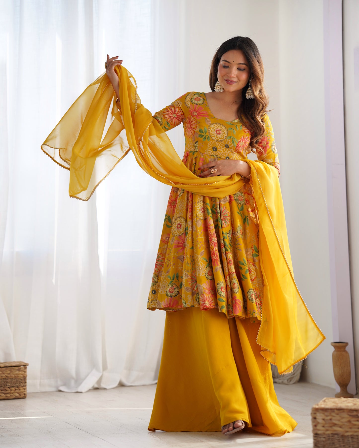 Ameyra Romansilk Chanderi Print Kediya Set