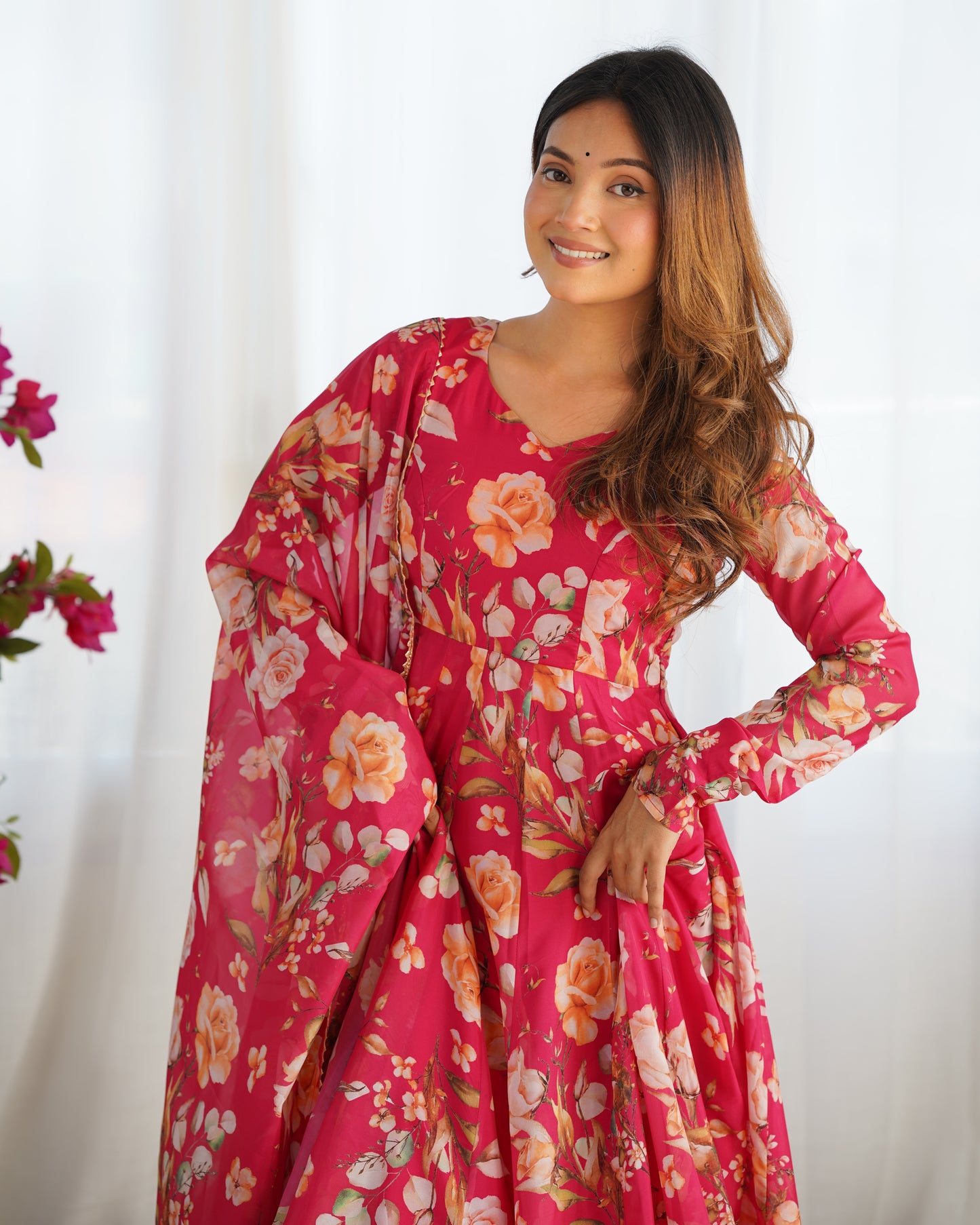 Reeva Ready To Wear Soft Flowing Floral Pretty Anarkali Set