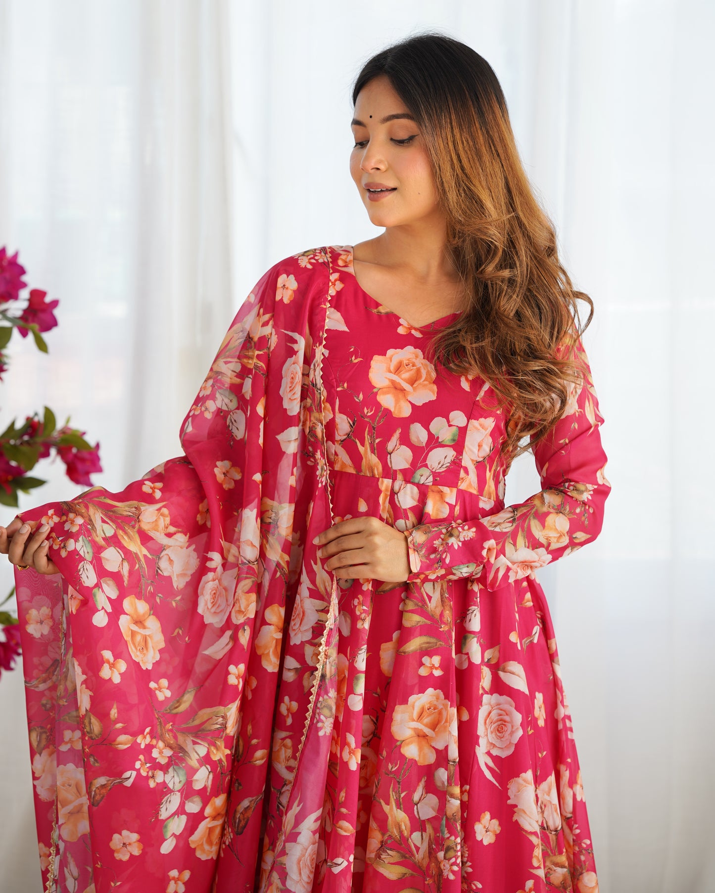 Reeva Ready To Wear Soft Flowing Floral Pretty Anarkali Set