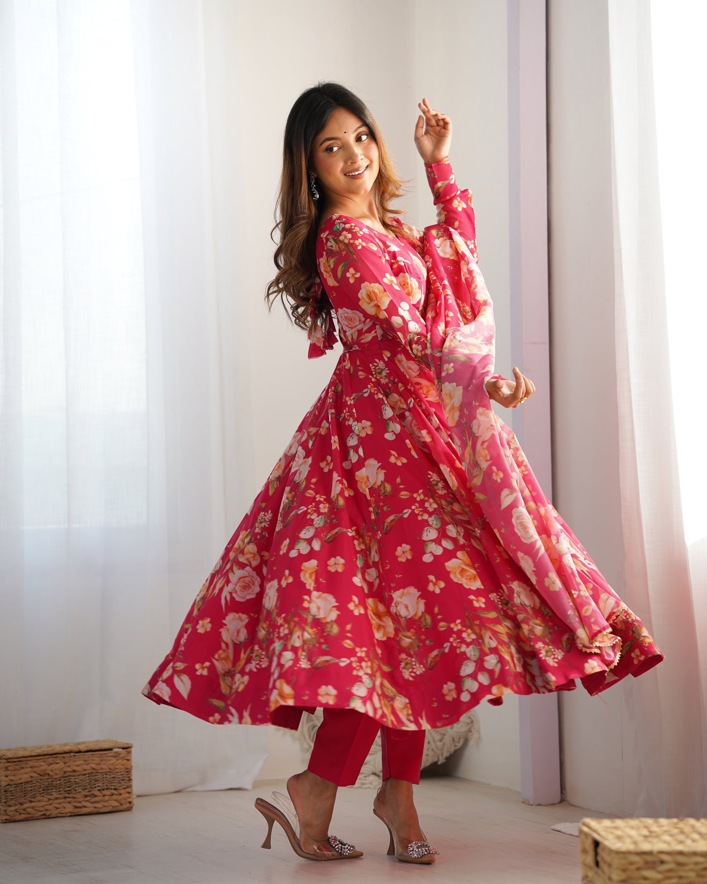 Reeva Ready To Wear Soft Flowing Floral Pretty Anarkali Set