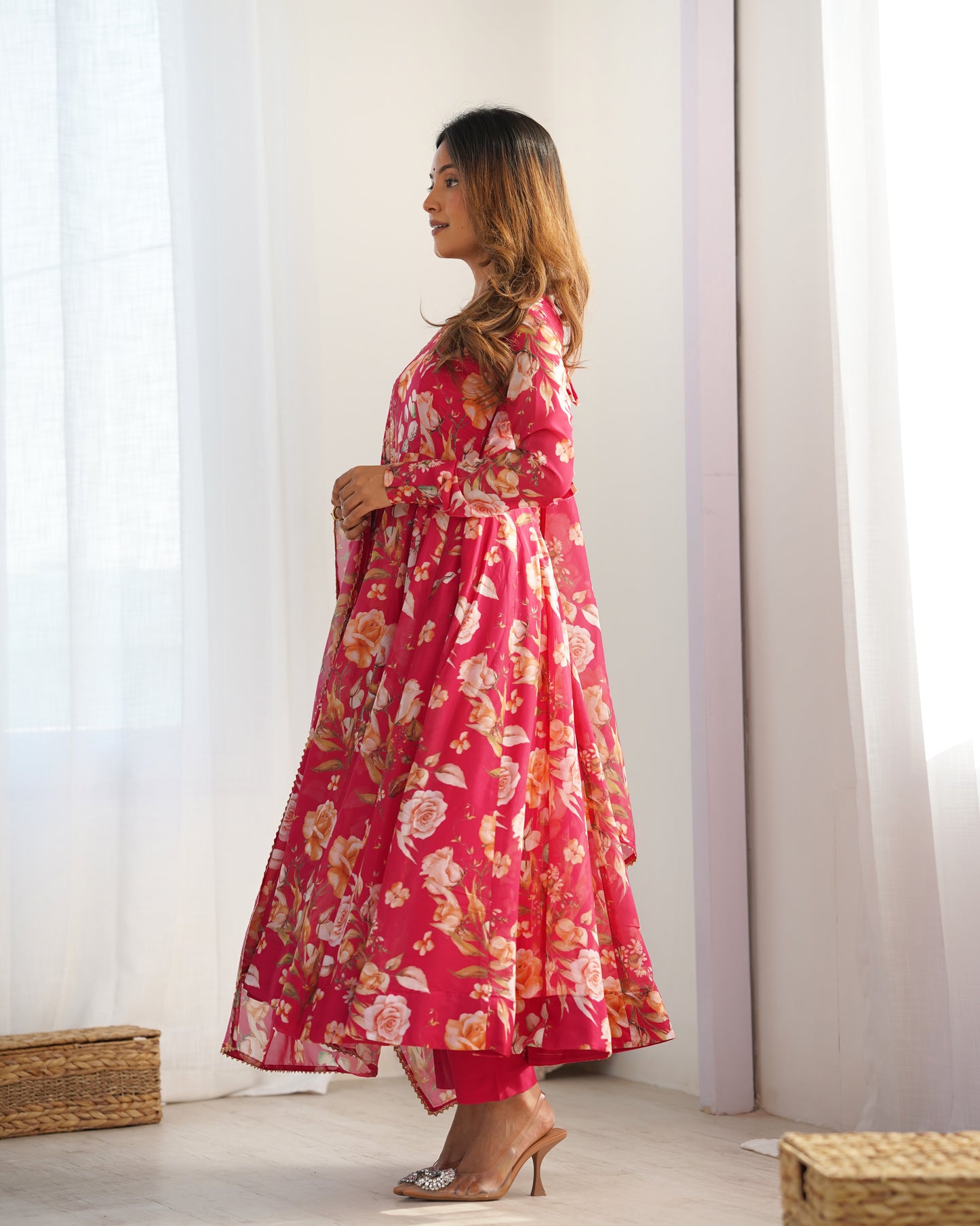 Reeva Ready To Wear Soft Flowing Floral Pretty Anarkali Set