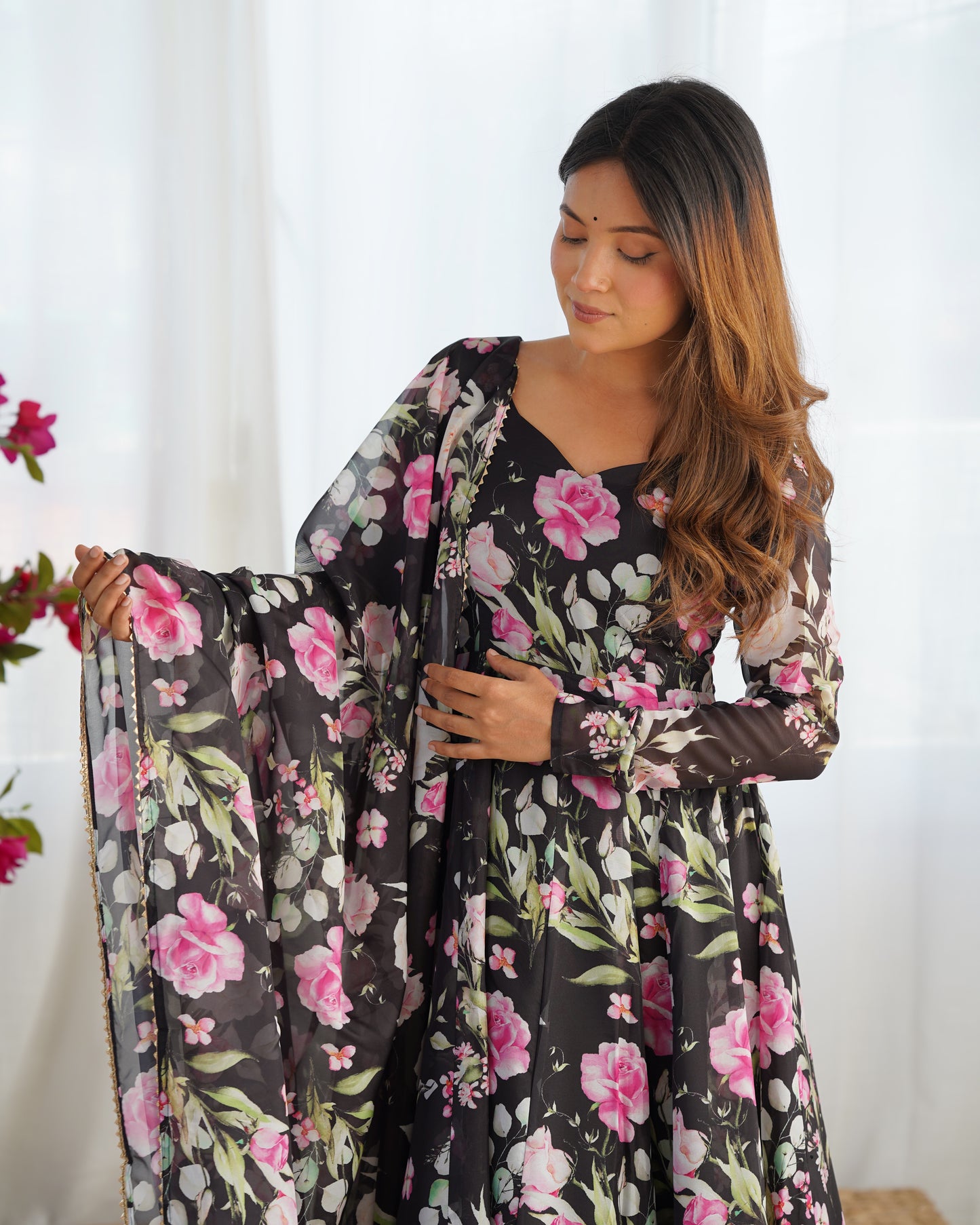 Reeva Ready To Wear Soft Flowing Floral Pretty Anarkali Set