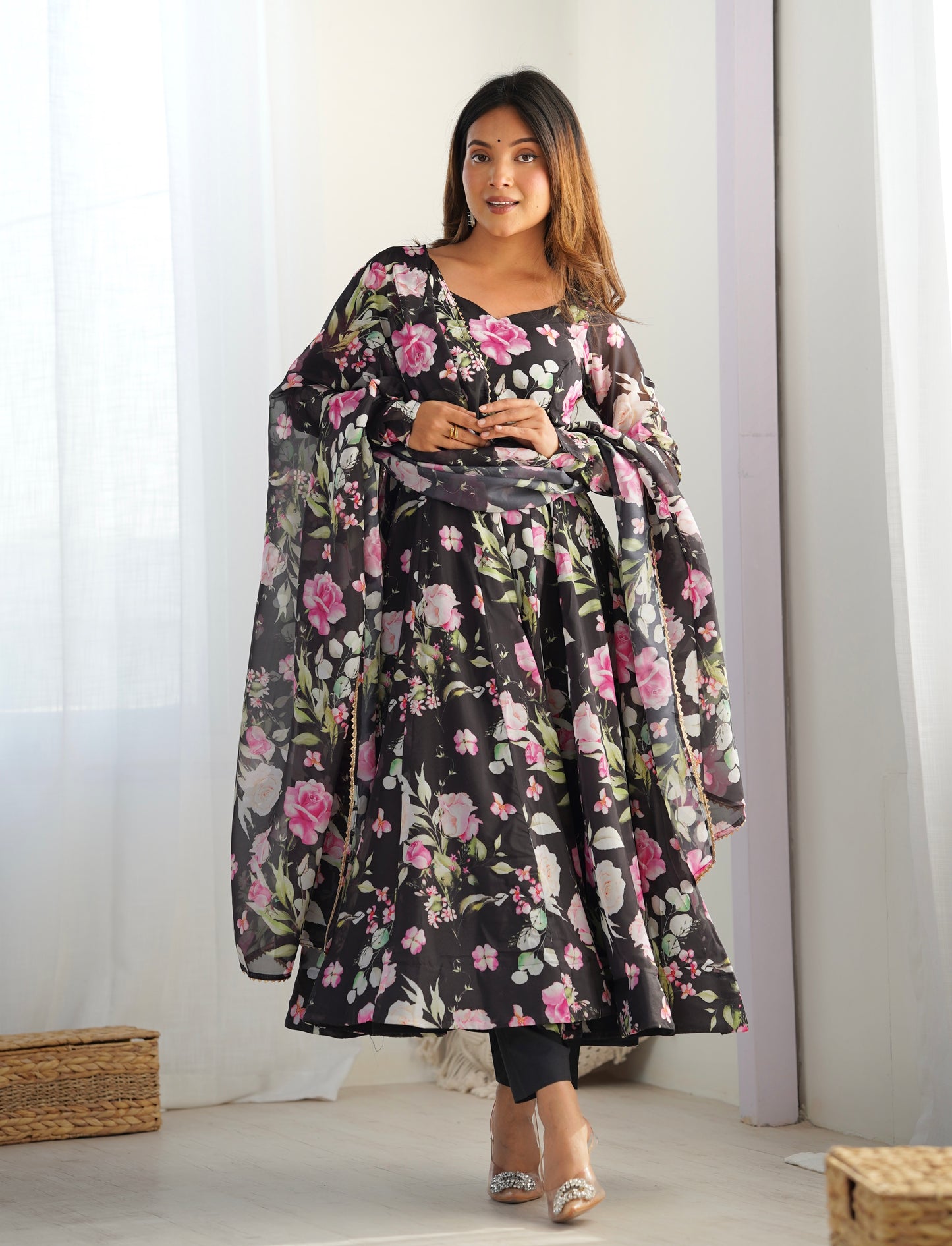 Reeva Ready To Wear Soft Flowing Floral Pretty Anarkali Set
