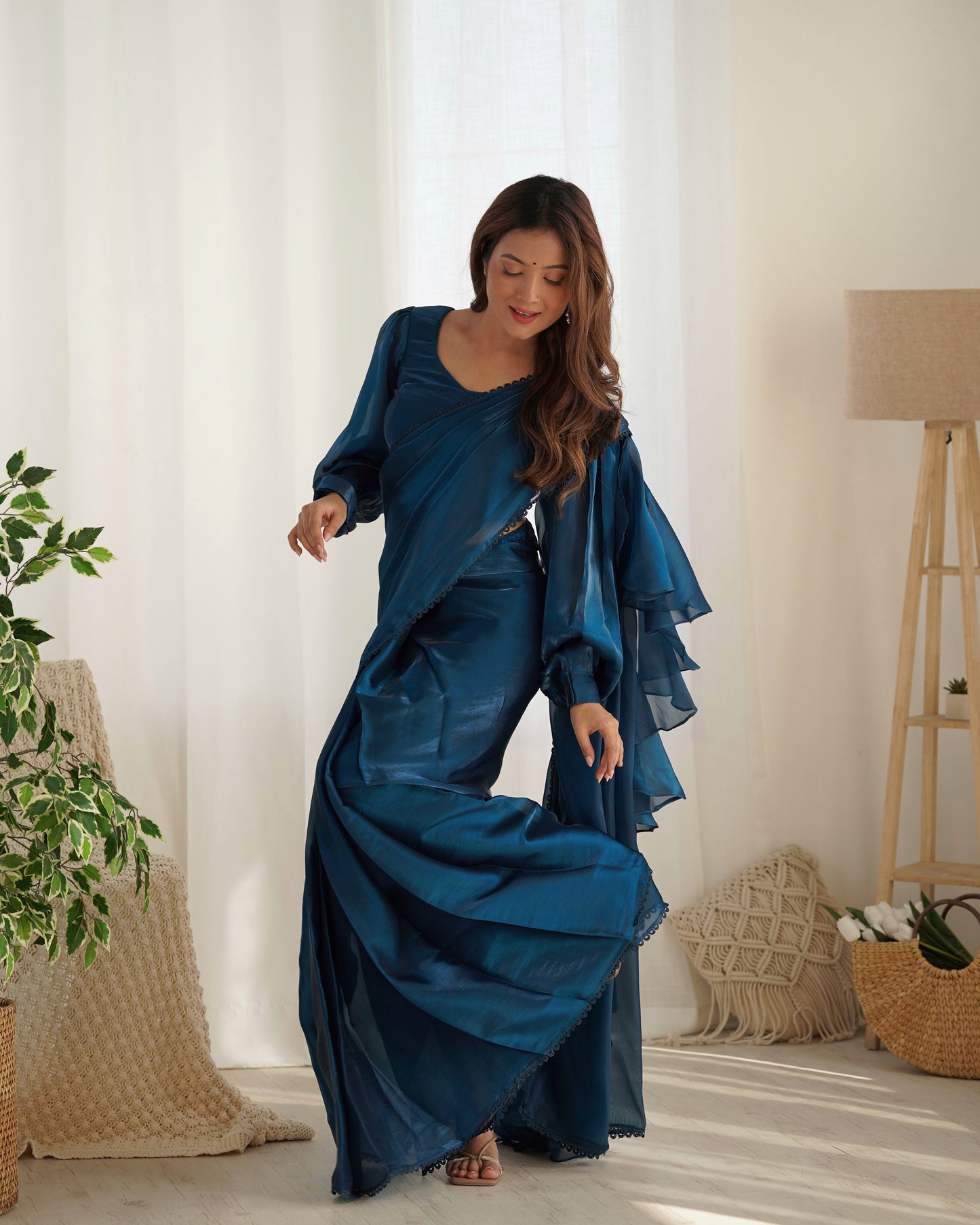 Blue Premium Quality Jimmy Choo Organja Saree