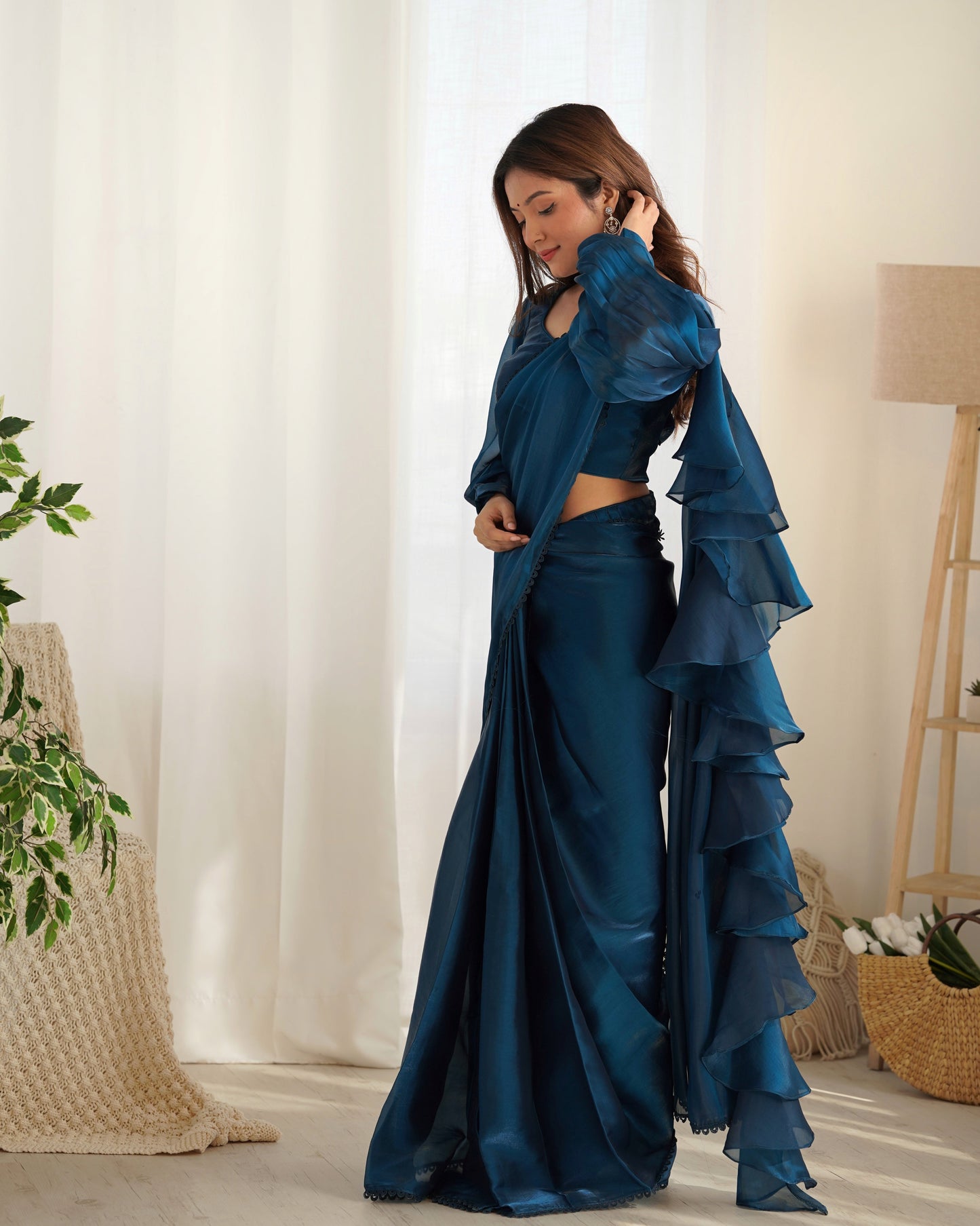 Blue Premium Quality Jimmy Choo Organja Saree