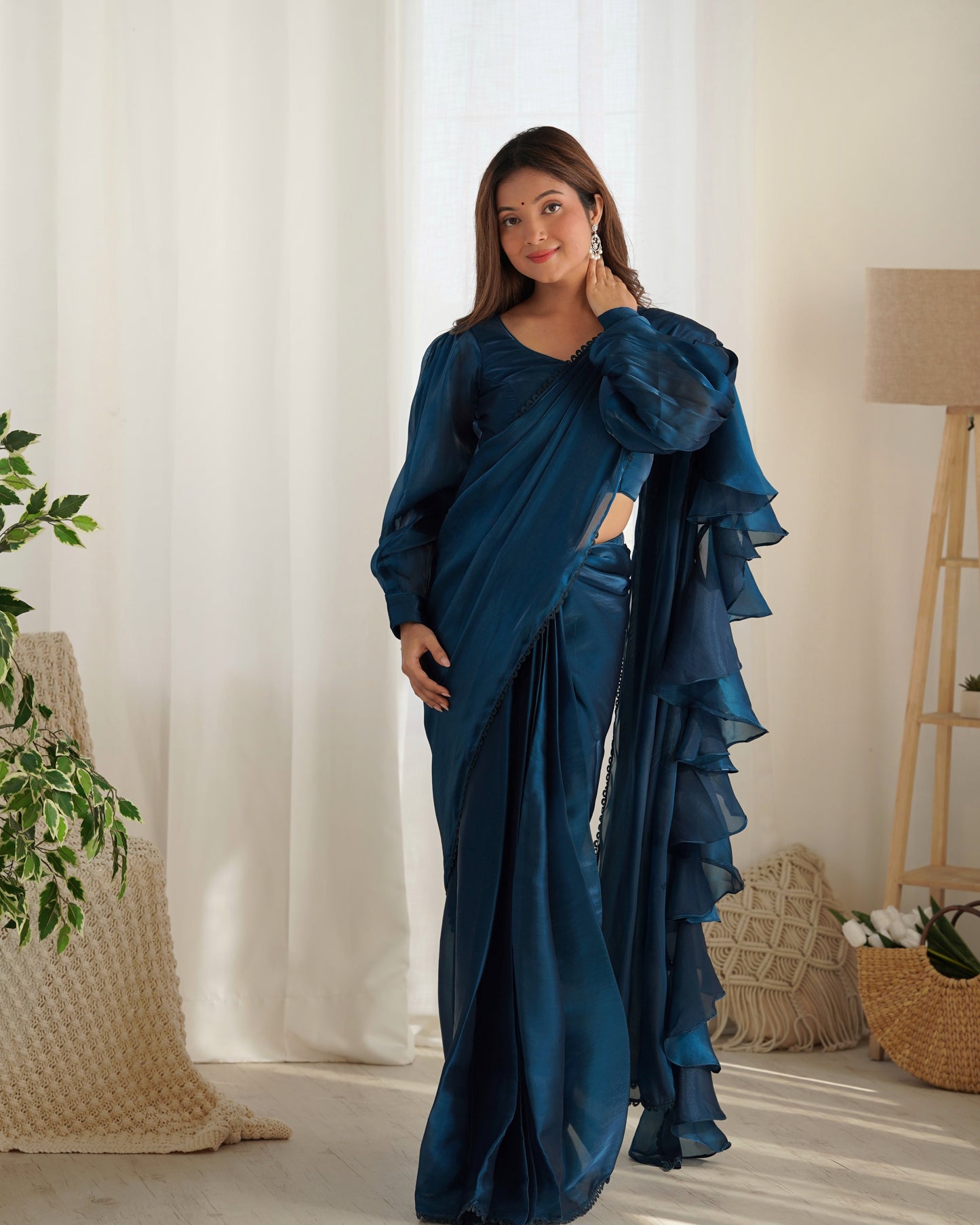 Blue Premium Quality Jimmy Choo Organja Saree