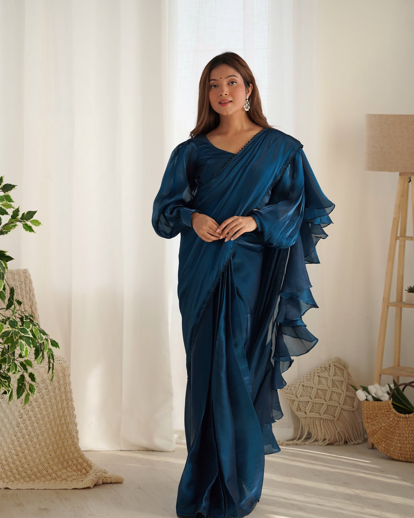 Blue Premium Quality Jimmy Choo Organja Saree