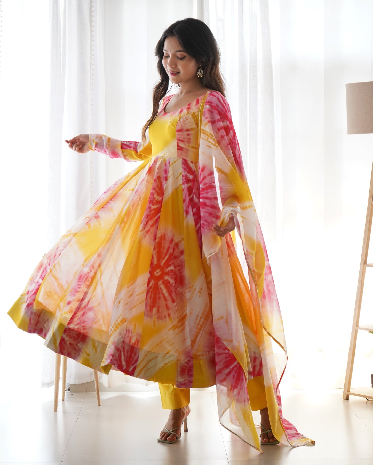 PURE SOFT ORGANZA SILK FABRIC FULLY FLAIR KALI PATTERN NKB-27