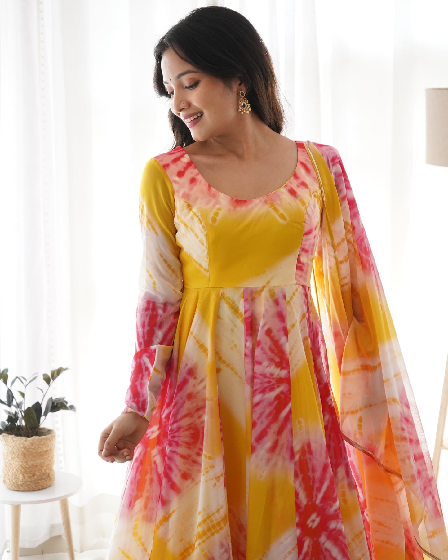 PURE SOFT ORGANZA SILK FABRIC FULLY FLAIR KALI PATTERN NKB-27