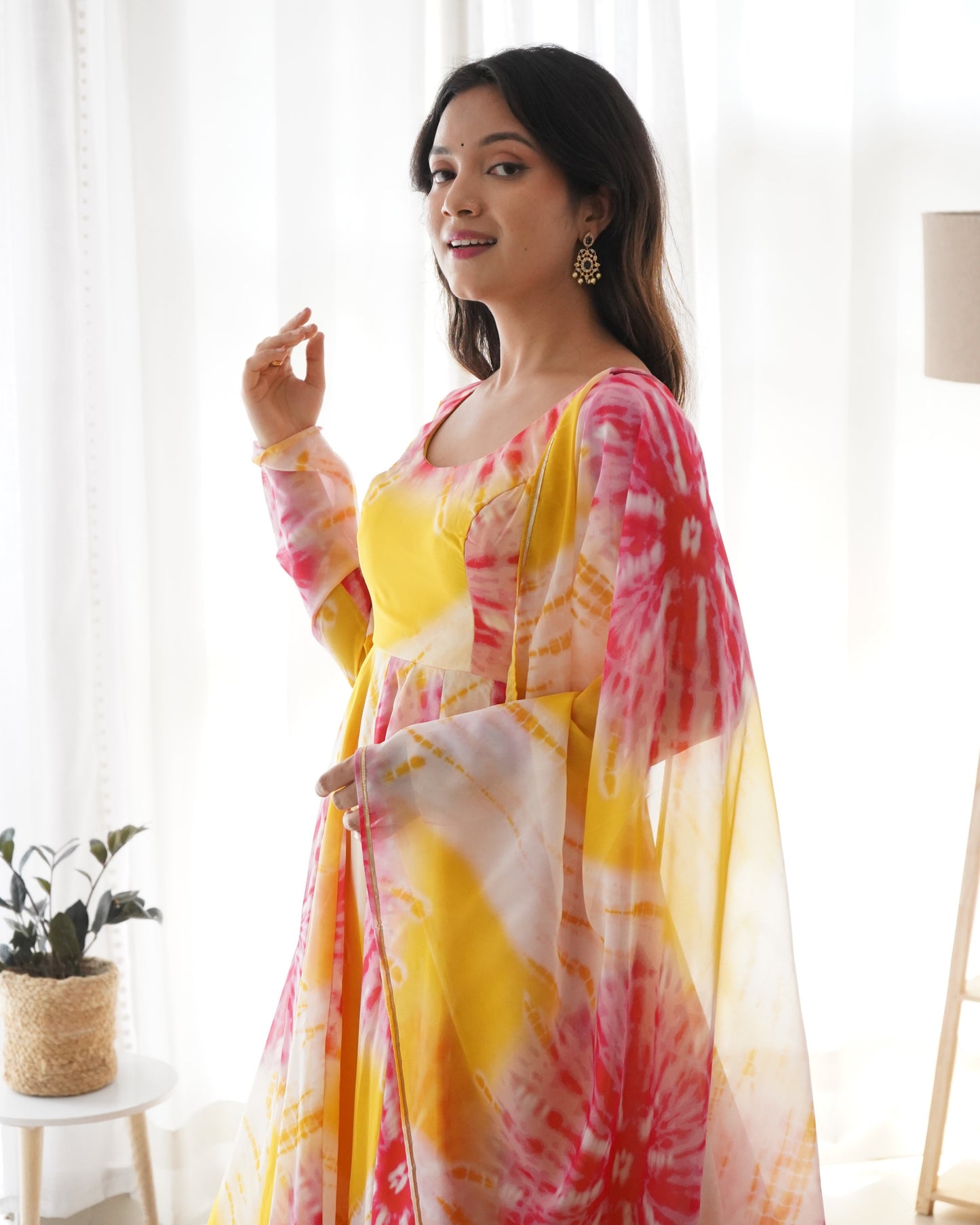 PURE SOFT ORGANZA SILK FABRIC FULLY FLAIR KALI PATTERN NKB-27