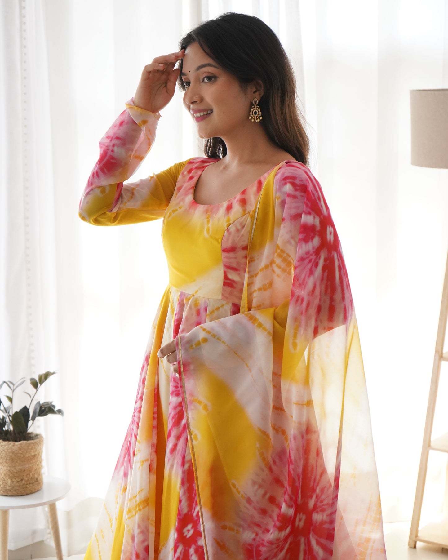 PURE SOFT ORGANZA SILK FABRIC FULLY FLAIR KALI PATTERN NKB-27