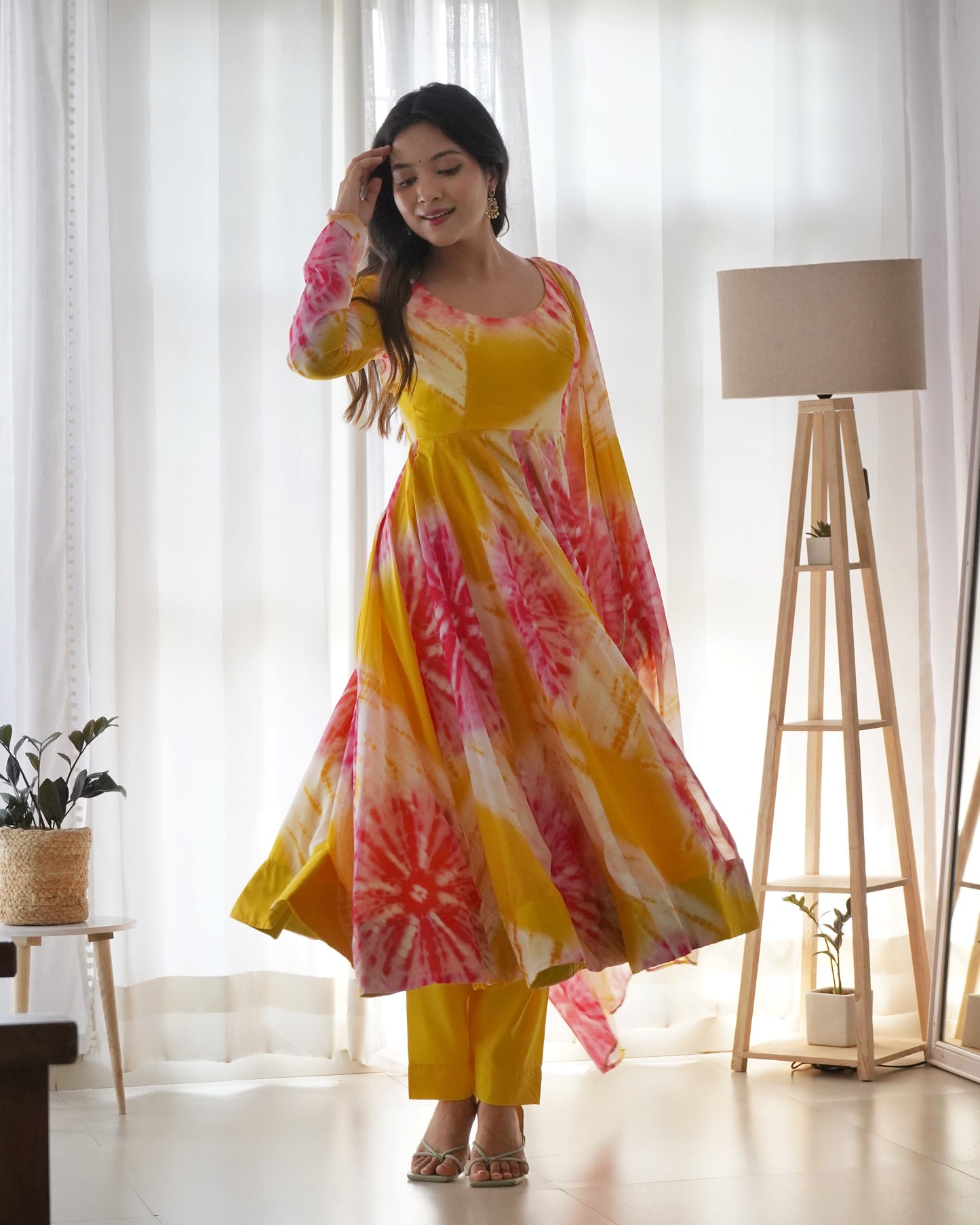 PURE SOFT ORGANZA SILK FABRIC FULLY FLAIR KALI PATTERN NKB-27