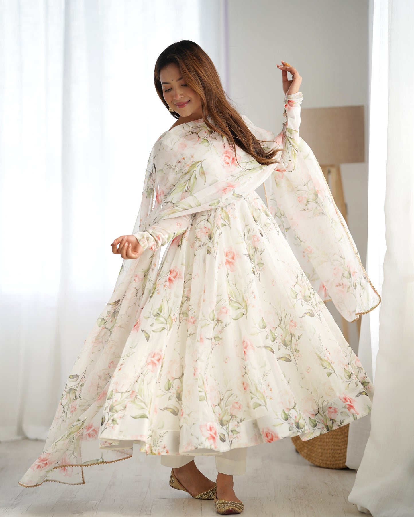 Reeva Ready To Wear Soft Flowing Floral Pretty Anarkali Set