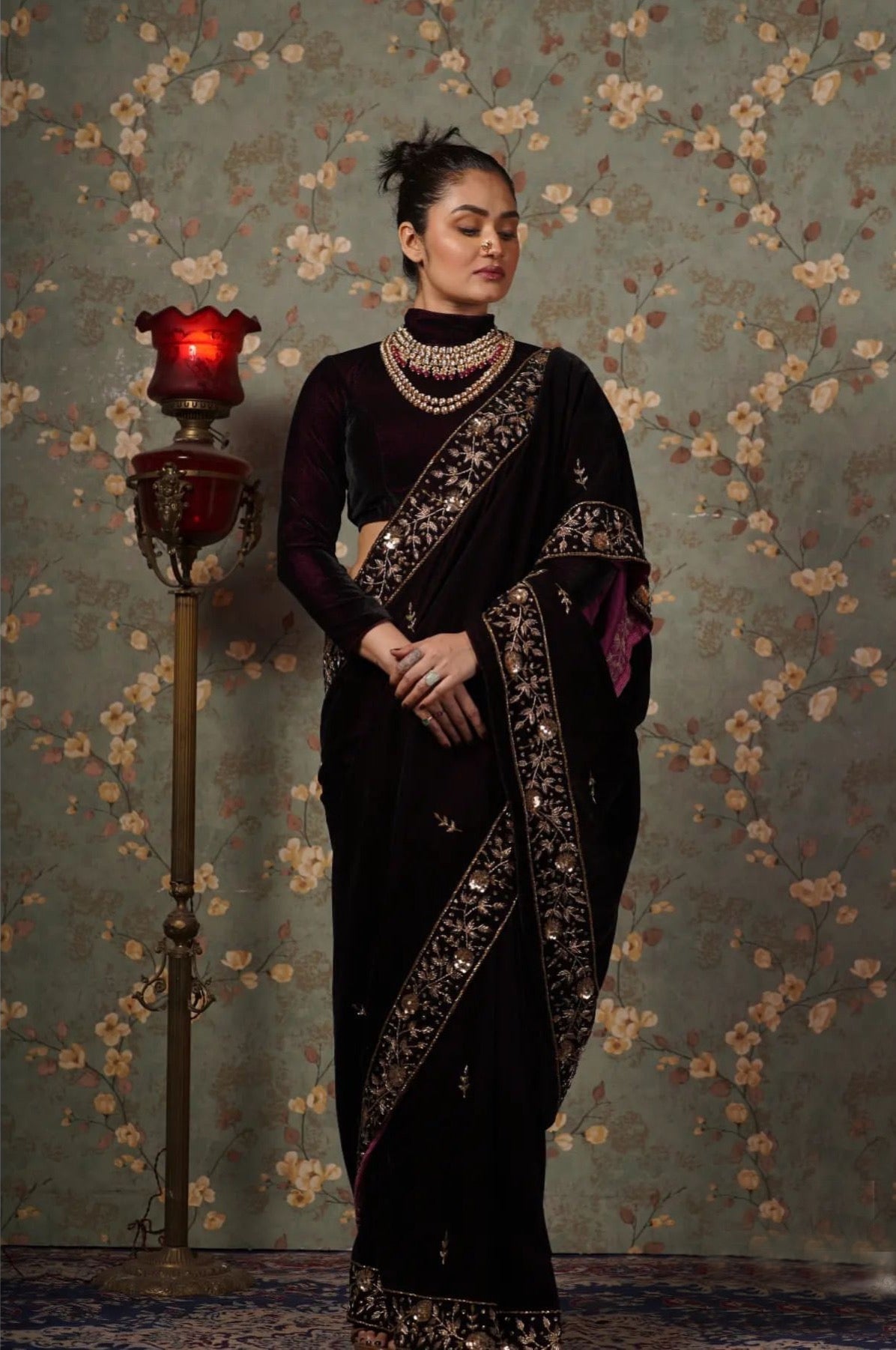 Midnight Grace: Embroidered Sophistication