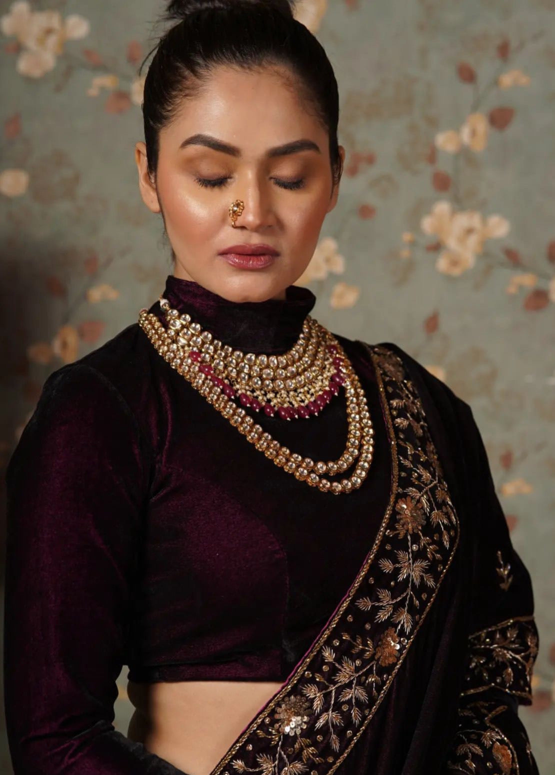 Midnight Grace: Embroidered Sophistication
