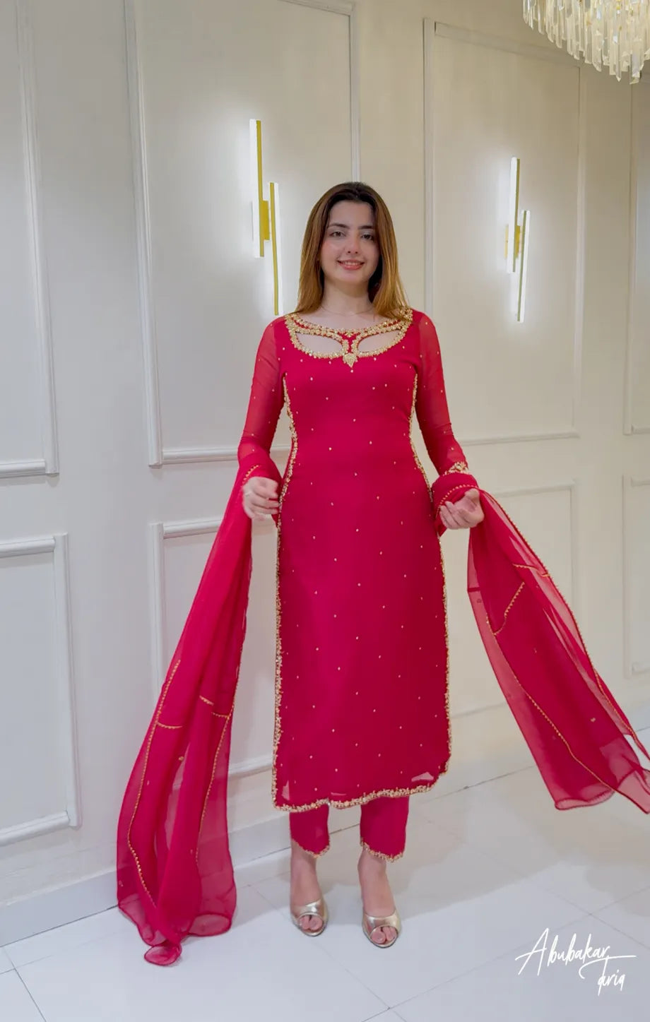 Ruby Long Hand Embellshed Kurta With Trouser And Dupataa