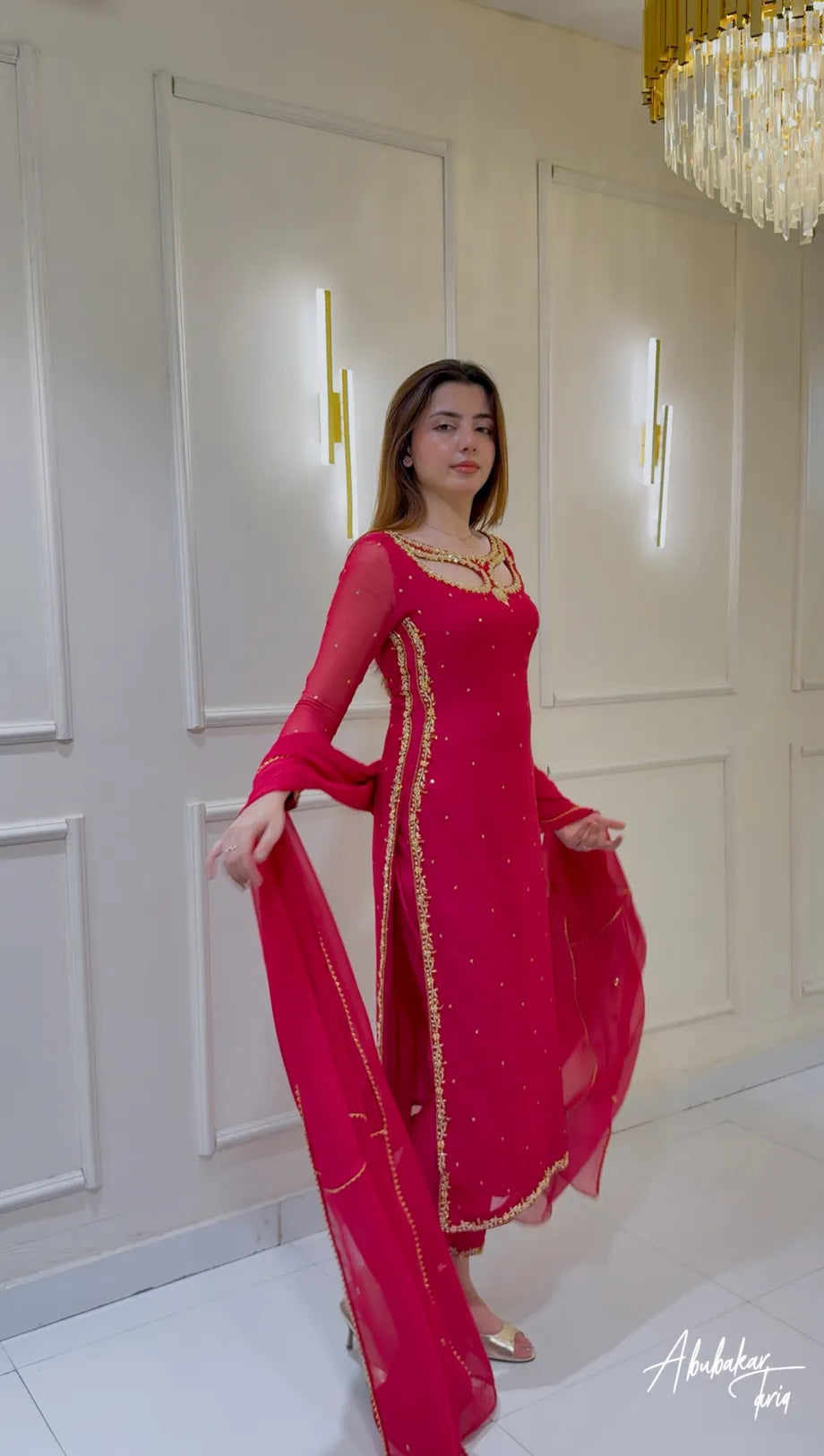 Ruby Long Hand Embellshed Kurta With Trouser And Dupataa