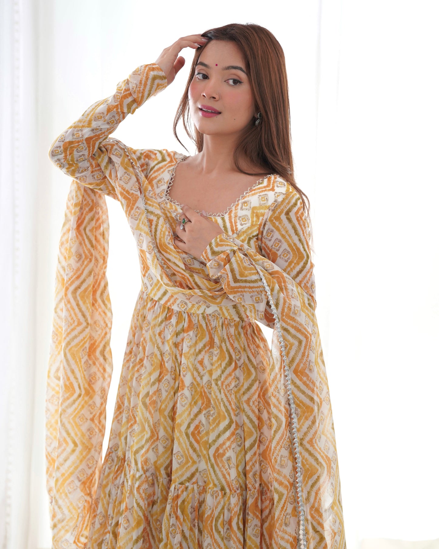 Ethereal Elegance Zigzag Sunburst Anarkali Set