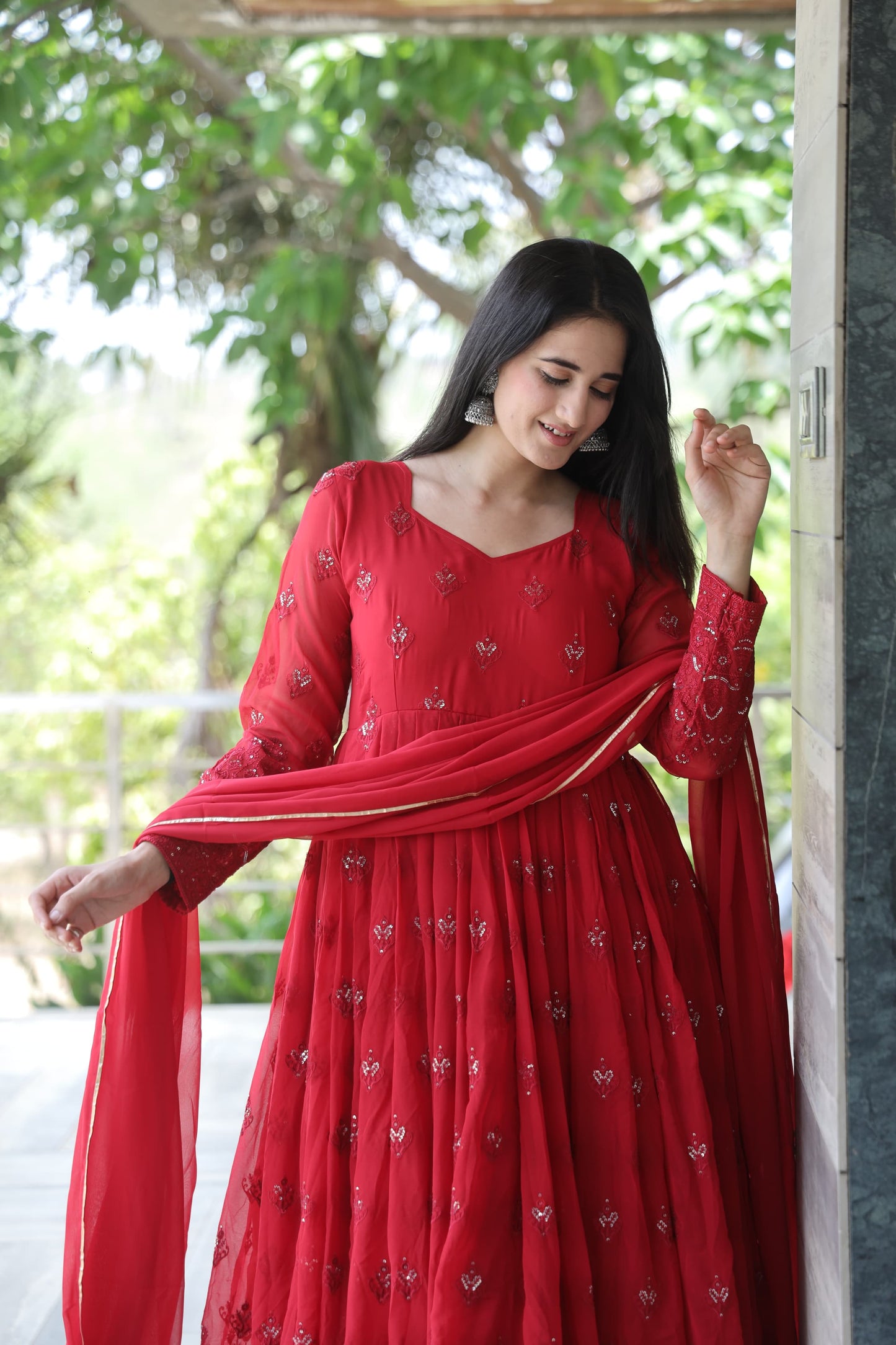 Radhika Maroon Coloured Anarkali Suit Set