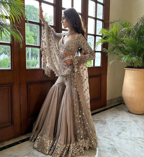 Ethereal Elegance Gorgette Sharara Set