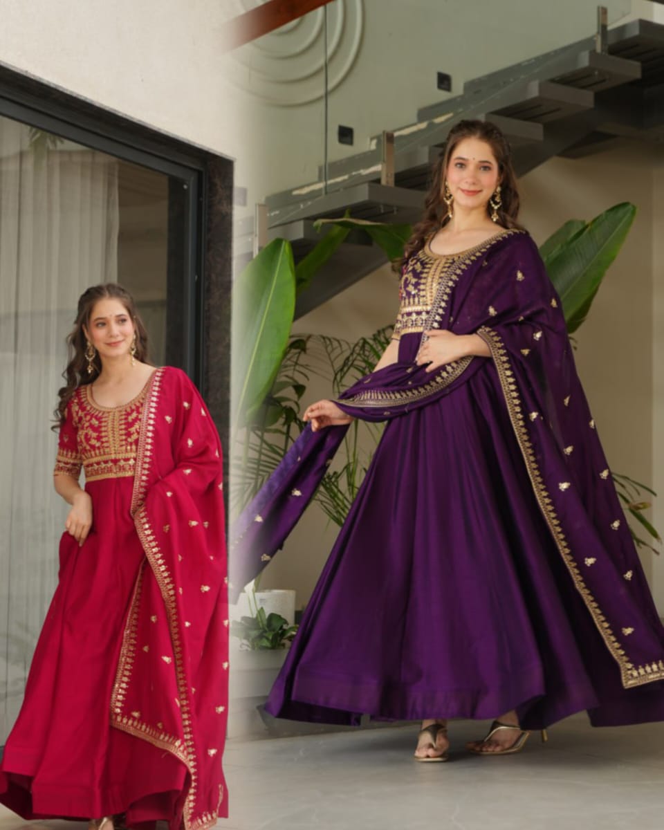 Sharvani Gorgeous Vichitra Silk Anarkali Gown
