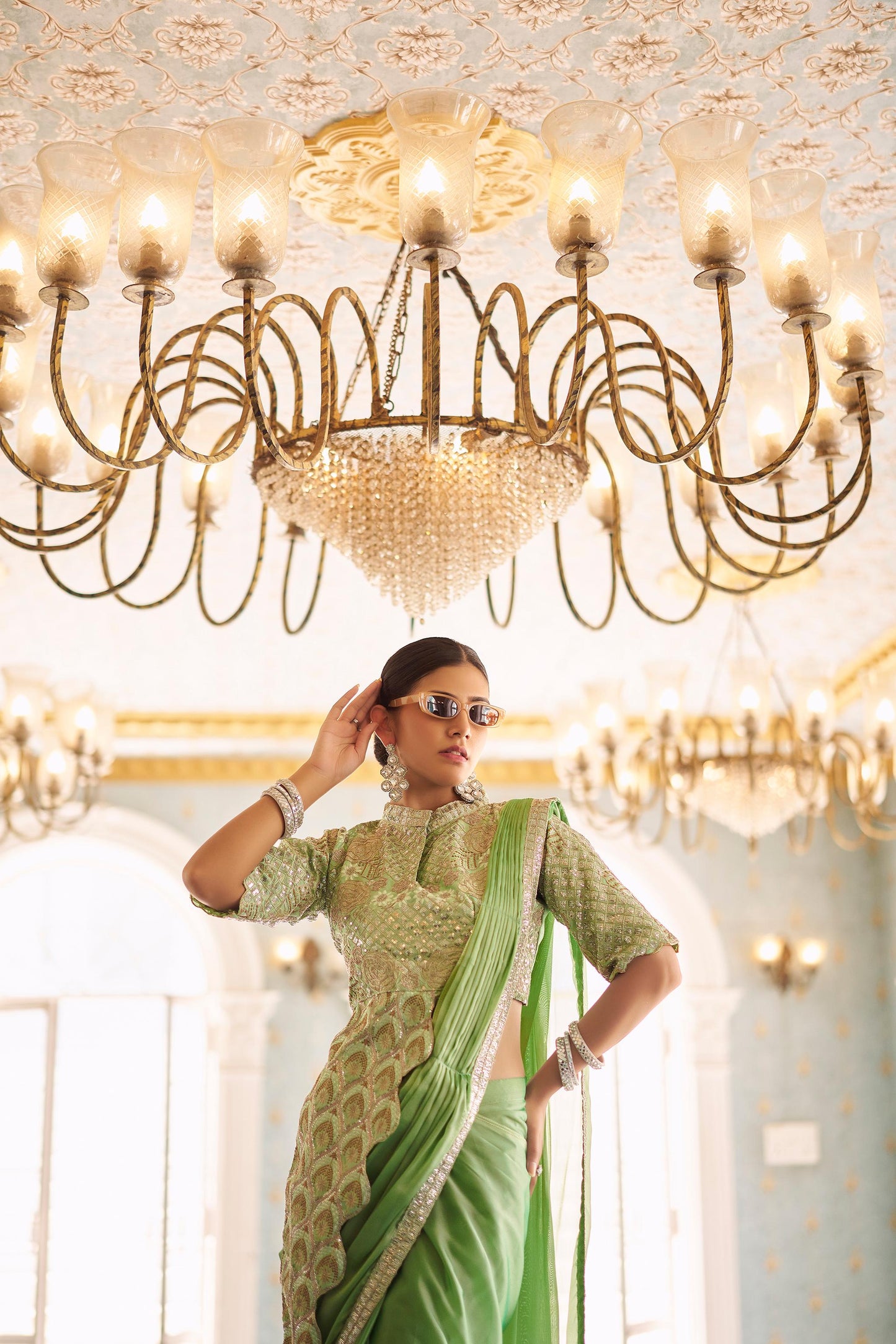 Rajwadi Roop Ready To Wear Stylist Blouse Drape Saree