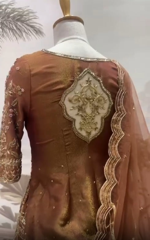 Zohira Zest Golden Thread Embroidery Set With Dupatta