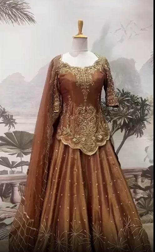 Zohira Zest Golden Thread Embroidery Set With Dupatta