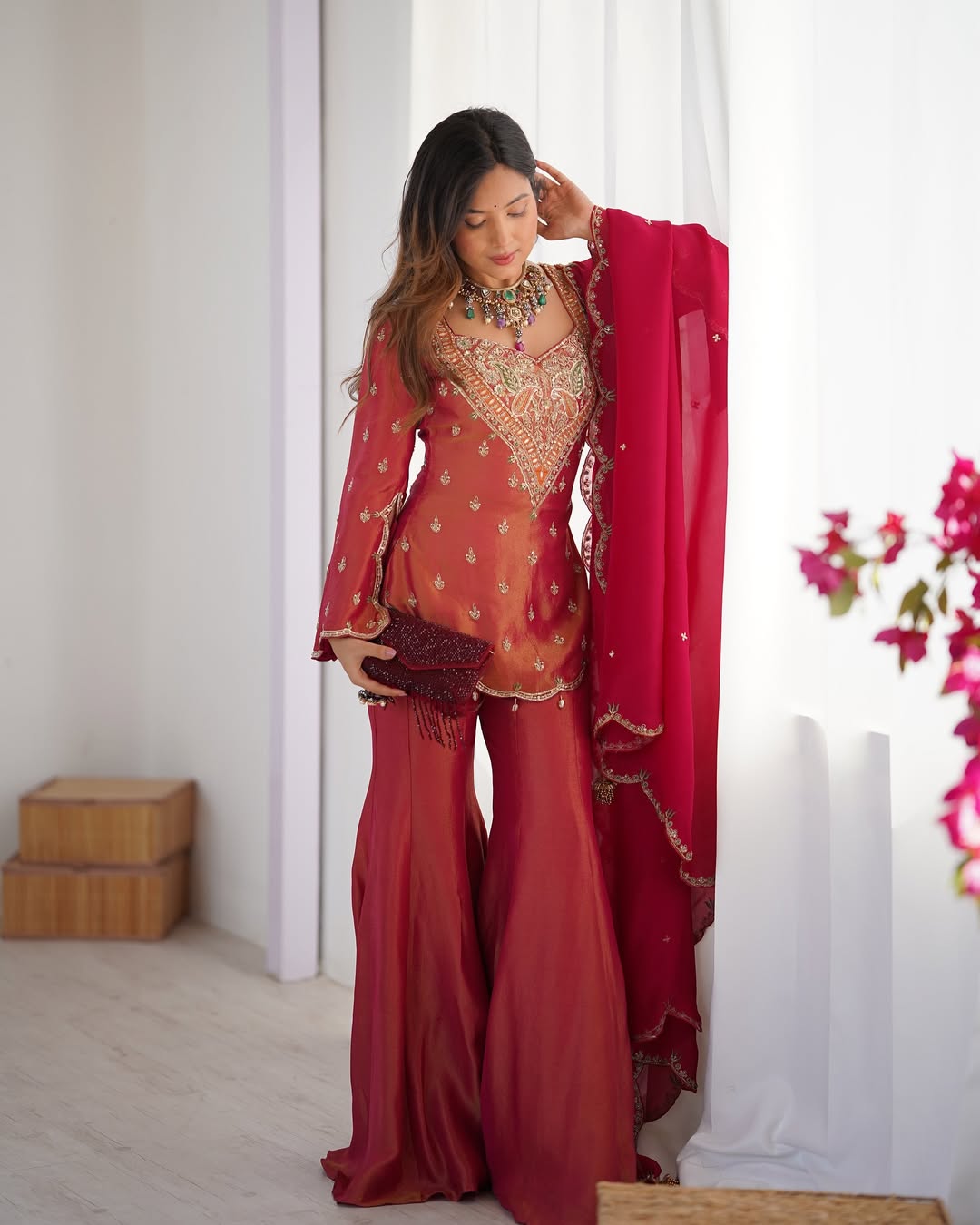 Rosewood Zardosi Glamour Sharara Set