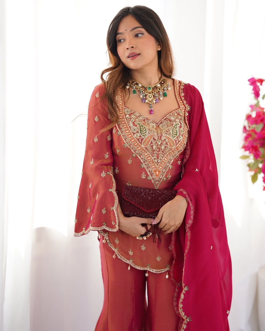 Rosewood Zardosi Glamour Sharara Set