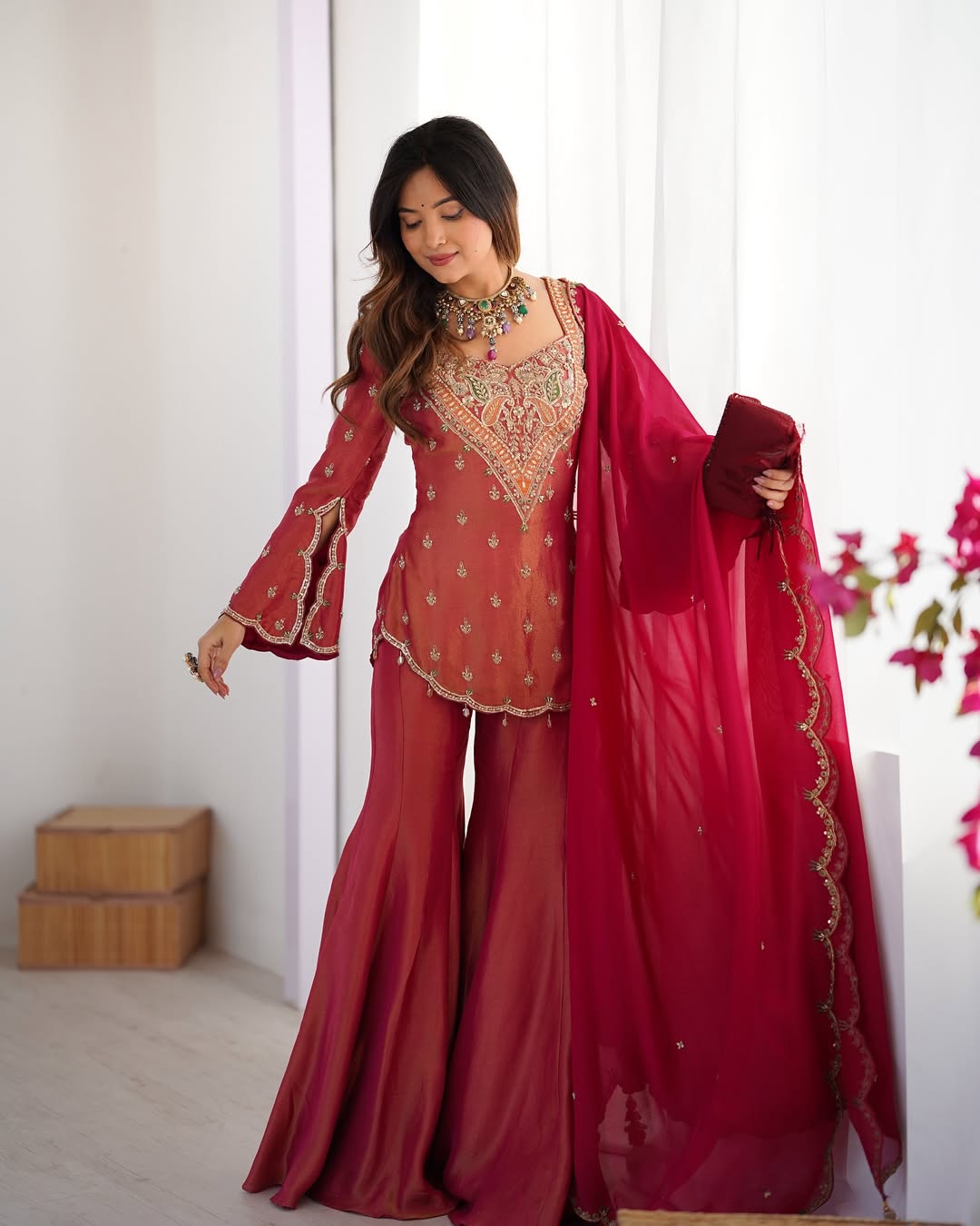 Rosewood Zardosi Glamour Sharara Set
