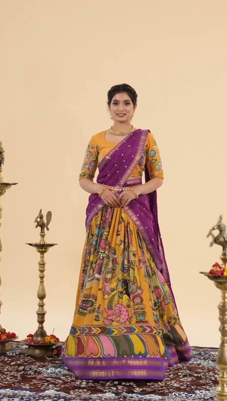 Desi Drape Diaries Kalamkari Chent Crep Lehenga Choli