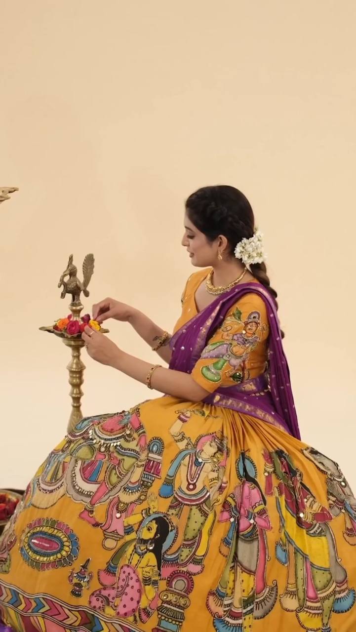 Desi Drape Diaries Kalamkari Chent Crep Lehenga Choli