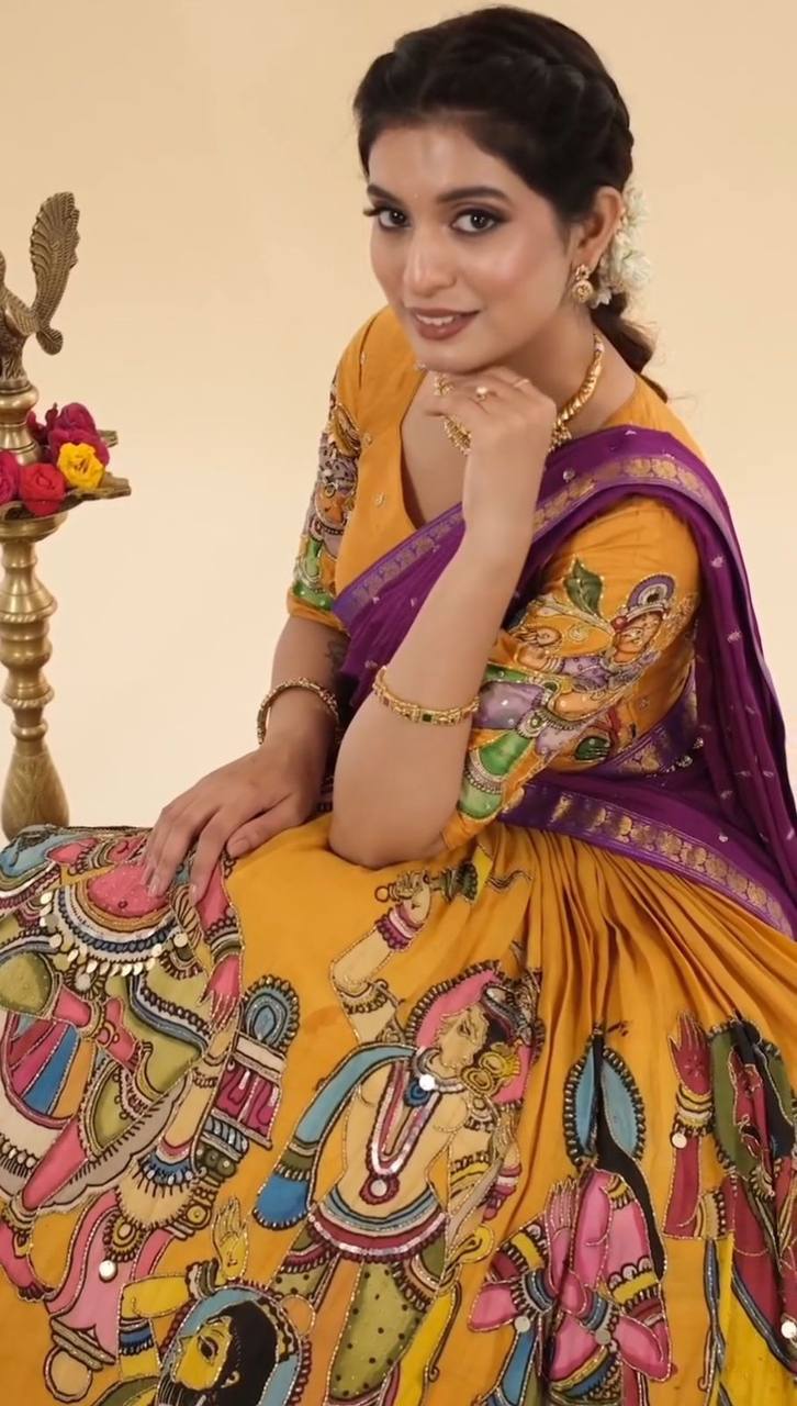 Desi Drape Diaries Kalamkari Chent Crep Lehenga Choli