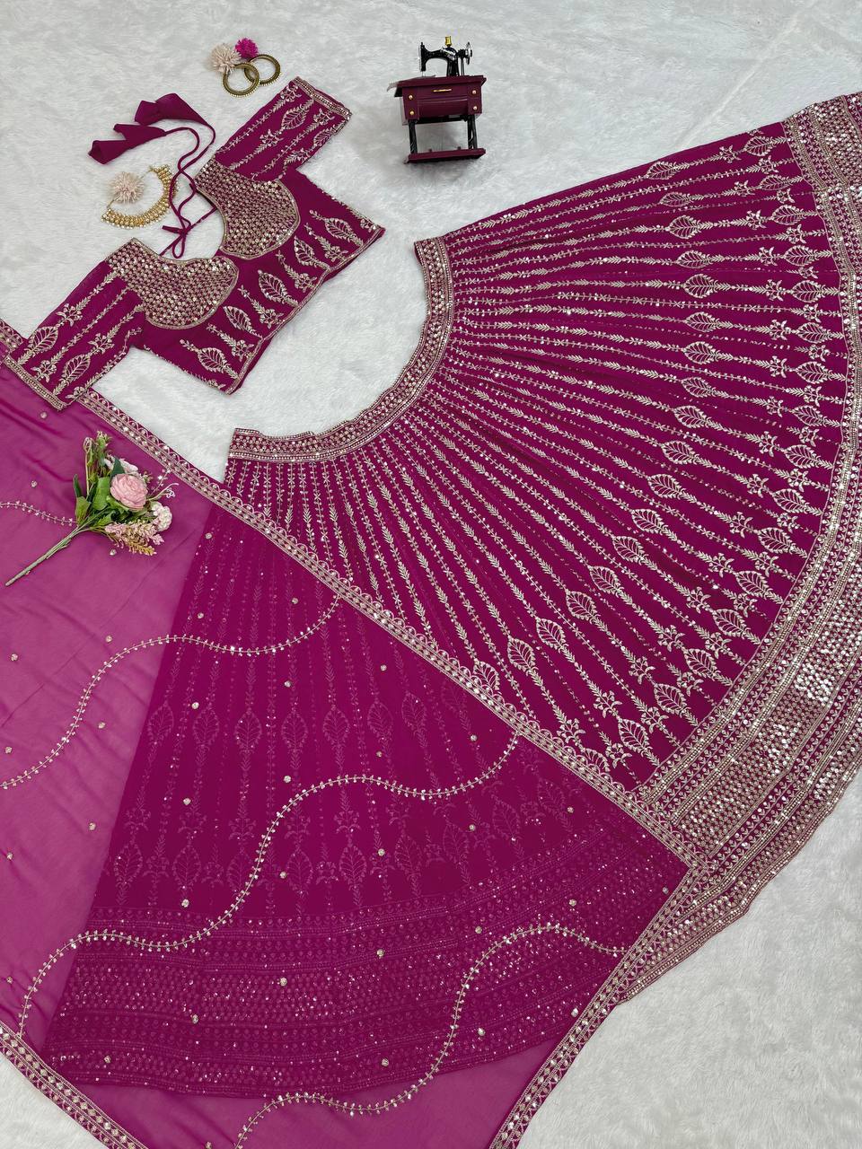 Desi Divas: Foux Gorgette Lehengha Choli
