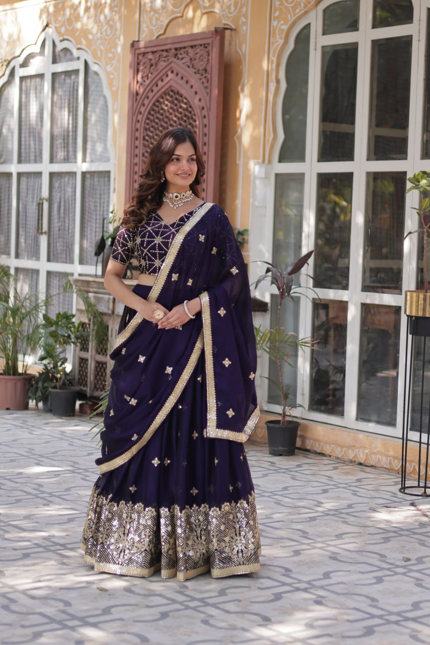 AstraVera Luxe Elegance Rangoli Silk Lehenga Choli