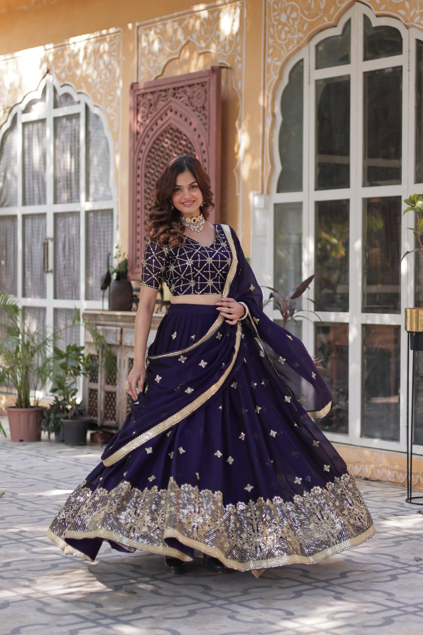 AstraVera Luxe Elegance Rangoli Silk Lehenga Choli