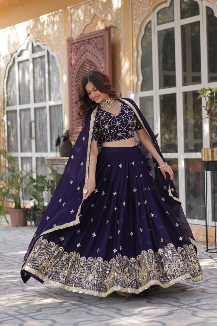 AstraVera Luxe Elegance Rangoli Silk Lehenga Choli