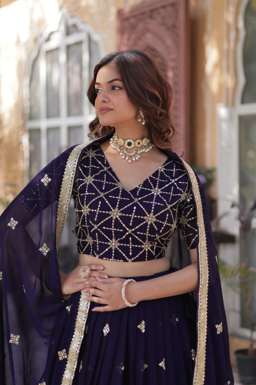 AstraVera Luxe Elegance Rangoli Silk Lehenga Choli