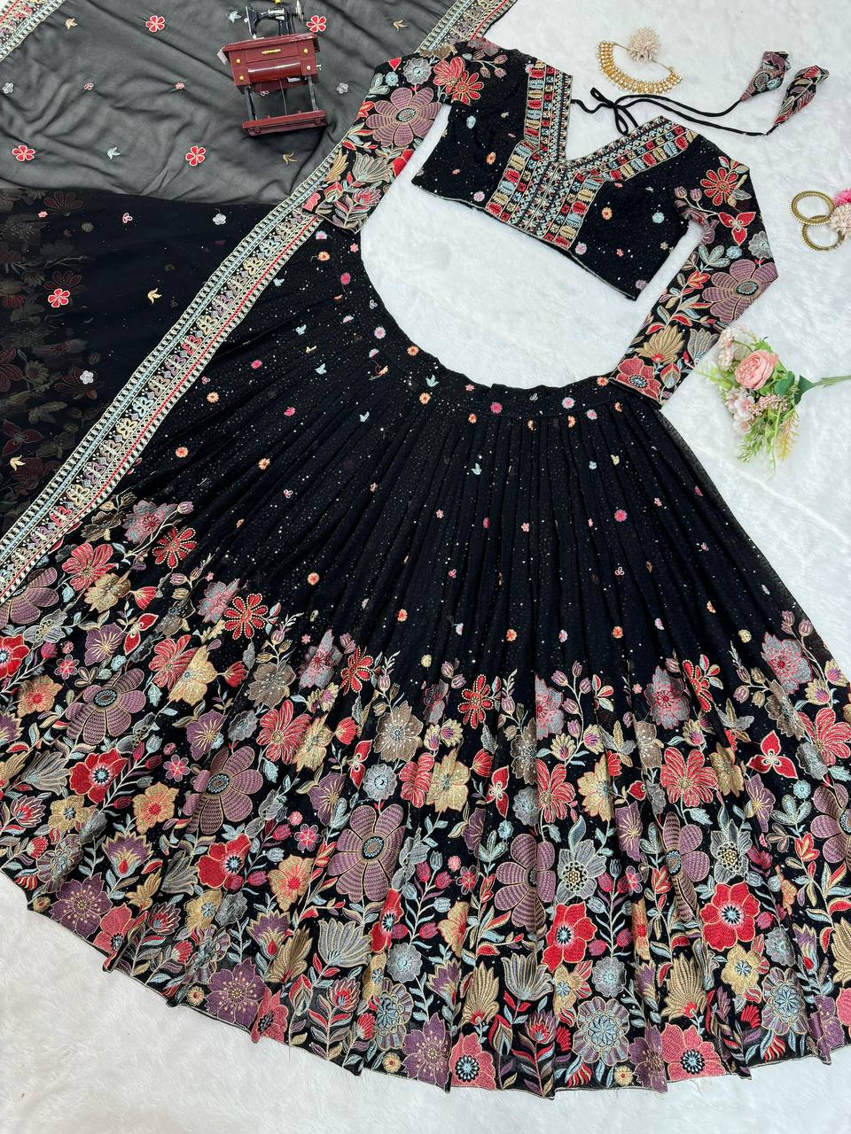 Sagnika pure Foux Georgette lehenga choli set