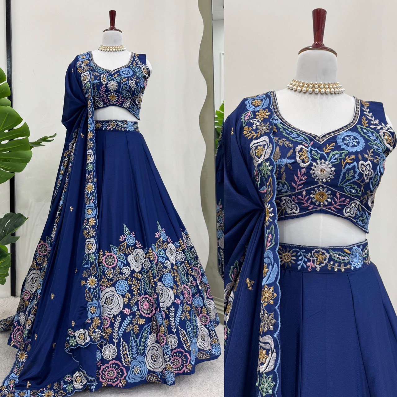 Lilly blue Silk Lehenga Set