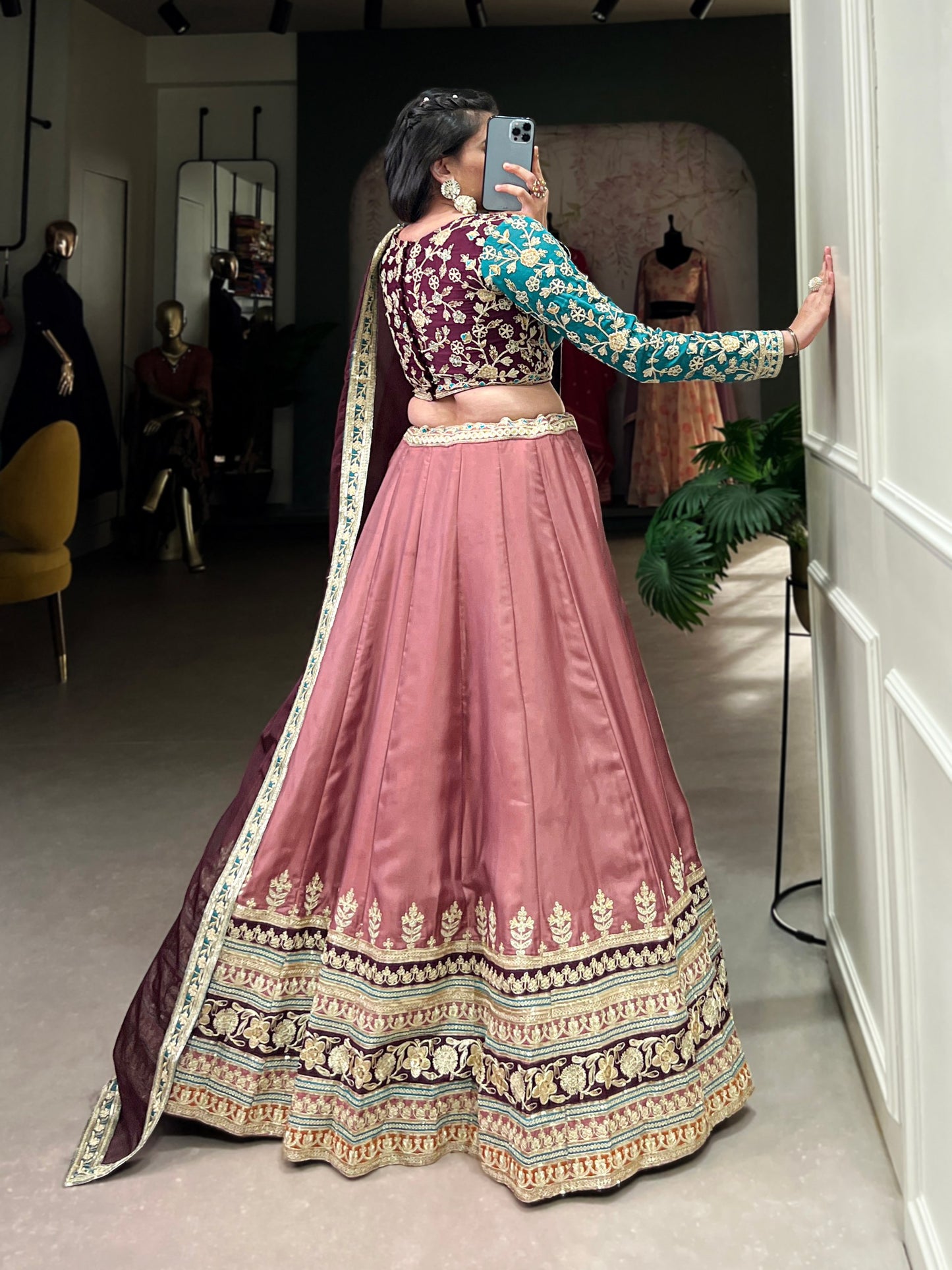 Burnt Sienna Bliss Moonga Silk Lehenga Set