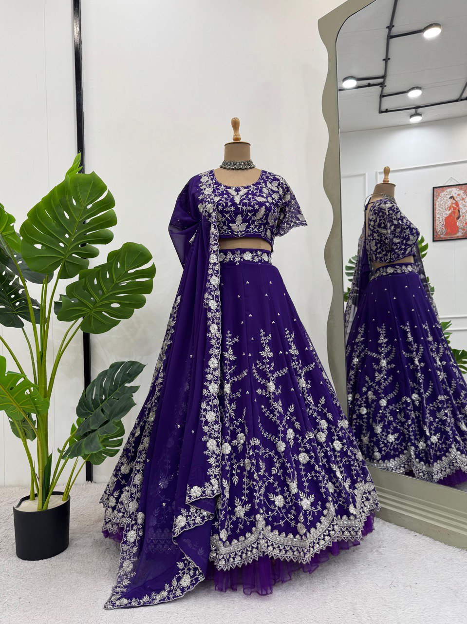 Marshall blue Foux Gorgette Lehenga Choli