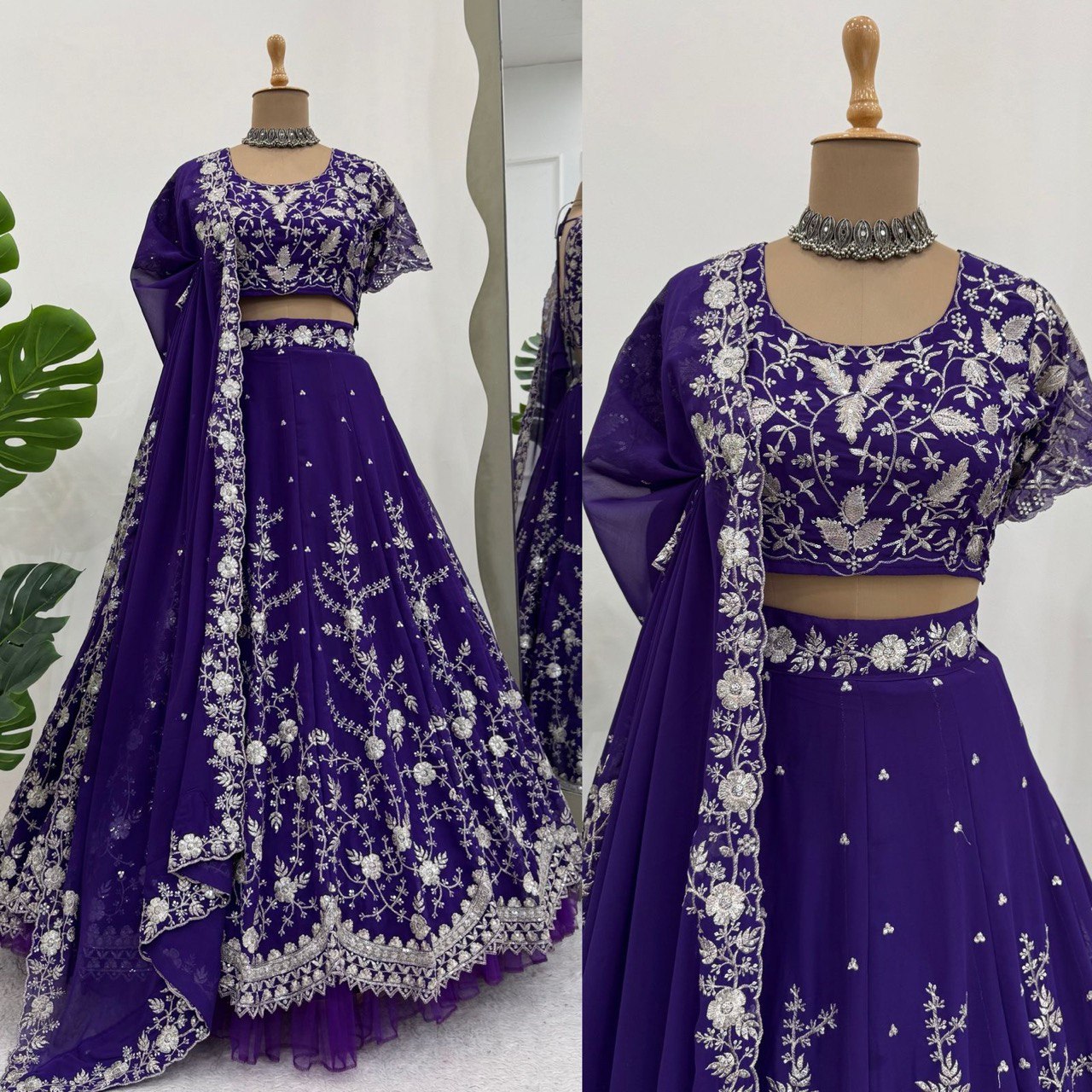 Marshall blue Foux Gorgette Lehenga Choli