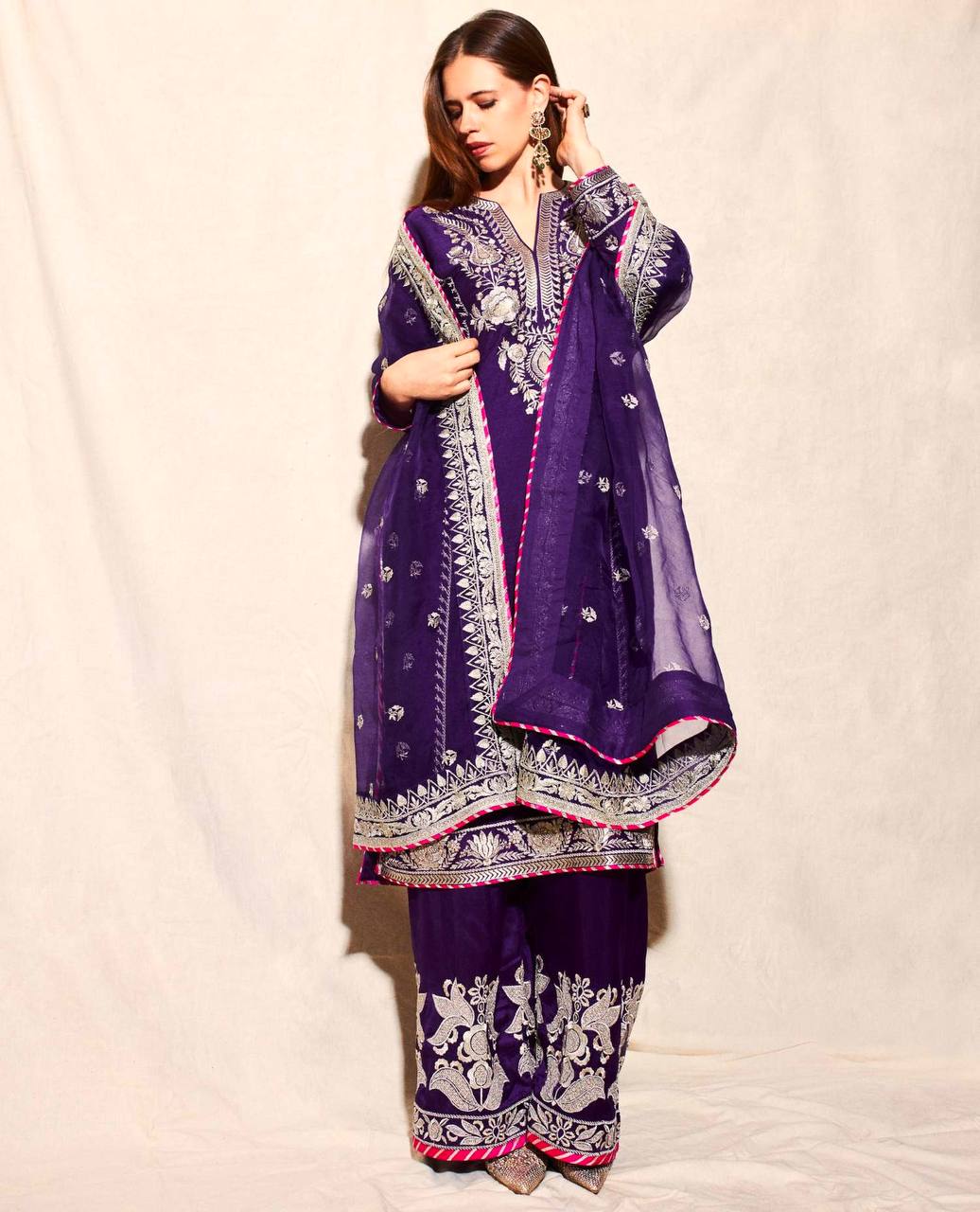 Royal Purple Embroidered Suit with Dupatta